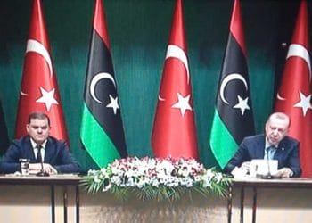 Le Président Turc reçoit le premier ministre du Gouvernement d&rsquo;unité Nationale Abdelhamid Al-Dabaiba au Palais Présidentiel d&rsquo; Ankara