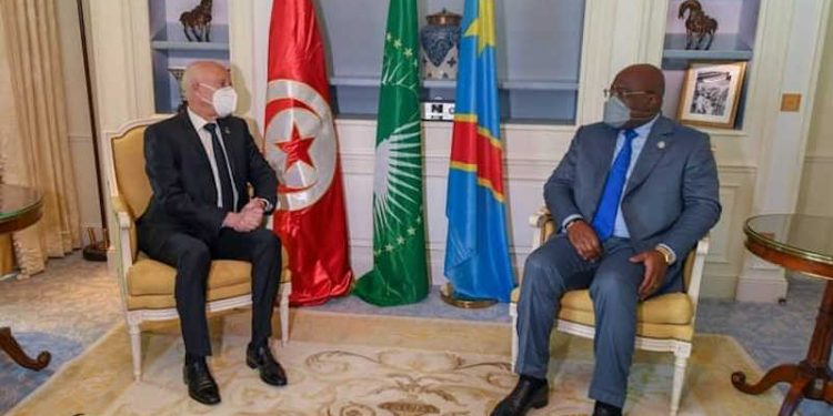 France : le président Kais Saied s&rsquo;entretient avec son homologue Congolais  et président en exercice de l’Union africaine, Félix Tshisekedi à paris