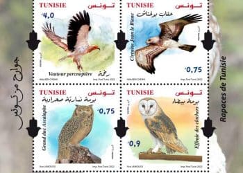 Tunisie : Emission d’une série de 04  timbres-poste dédiés aux « Rapaces de Tunisie »