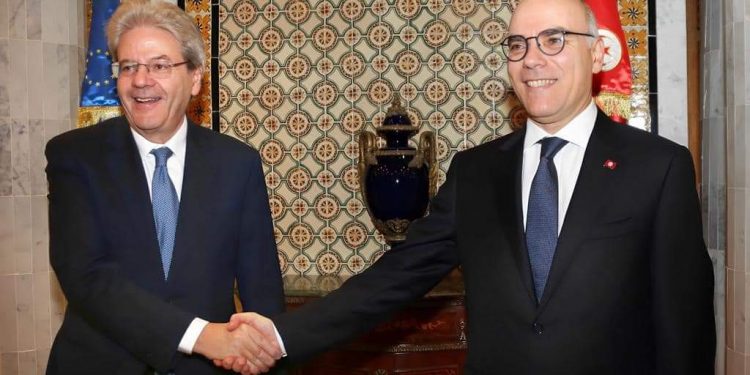 Tunisie : Le Ministre des Affaires étrangères, de la Migration et des Tunisiens à l&rsquo;Etranger  reçoit Paolo Gentiloni, Commissaire Européen à l’Economie, qui effectue une visite de travail en Tunisie