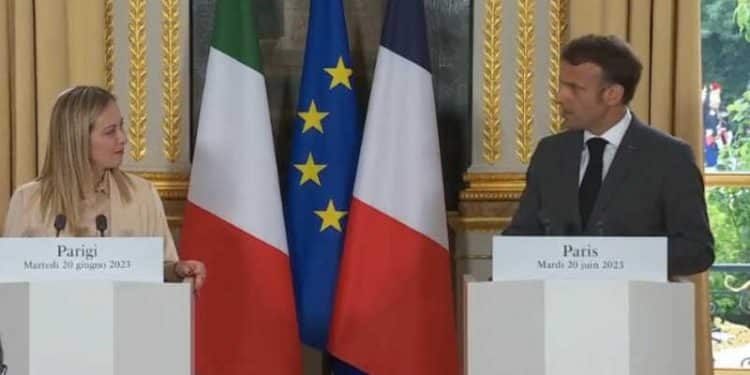 France : Déclaration conjointe du Président  Français , Emmanuel Macron et de la Présidente du Conseil des ministres d’Italie, Giorgia Meloni
