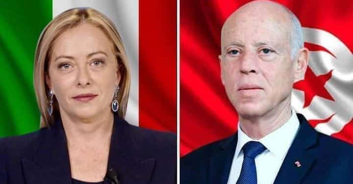 Tunisie : Le Président Kais Saied et Giorgia Meloni, Première Ministre d&rsquo;Italie, discutent migration irrégulière et coopération