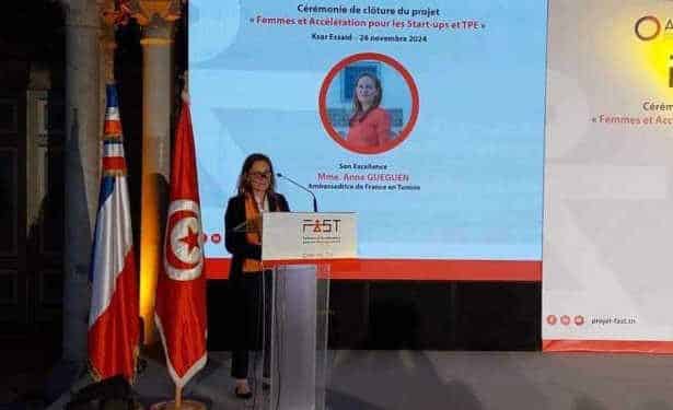 Tunisie : L’Ambassadrice de France en Tunisie préside la cérémonie de clôture du projet « Femme et Accélération pour les Startups et les TPE tunisiennes » (FAST)
