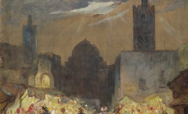 Tunisie :  « Une rue à Kairouan, Tunisie » , un tableau  du peintre impressionniste américain ,Colin Campbell Cooper  capture le charme intemporel de Kairouan , l&rsquo;architecture distinctive et la lumière méditerranéenne chaleureuse