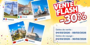 Nouvelair lance une « Vente Flash » offrant une réduction de 30% vers la France, l’Italie, l’Espagne, la Turquie et le Maroc
