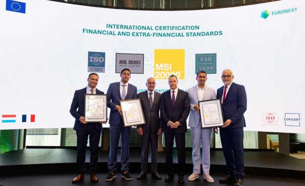 Le Groupe Zouari distingué à Euronext Paris avec la certification internationale MSI 20000