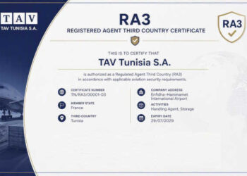 TAV Tunisie décroche la certification RA3 pour le fret à Enfidha