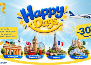 Happy Days de nouvelair : cap sur la France, l’Allemagne, le Royaume-Uni et l’Algérie à   -30 %