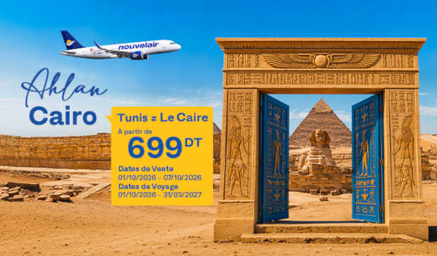 Le Caire à partir de 699 TND TTC l’aller-retour avec Nouvelair